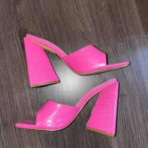 Pink block heel ego shoes